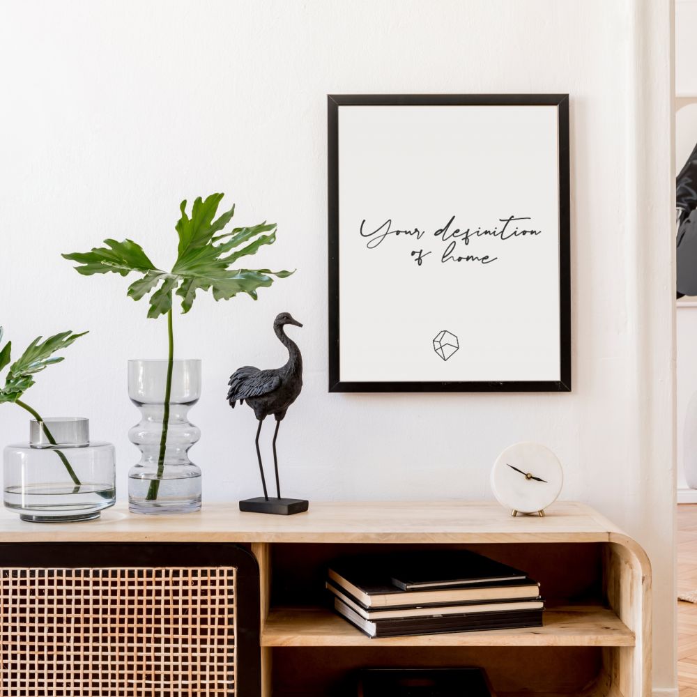 Scandinavische interieur, retro inrichting, webbing kastje, visgraatvloer, licht interieur